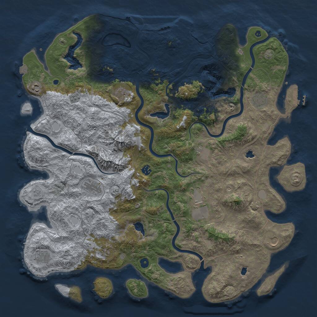Rust Map: Procedural Map, Size: 5000, Seed: 1657980077, 17 Monuments