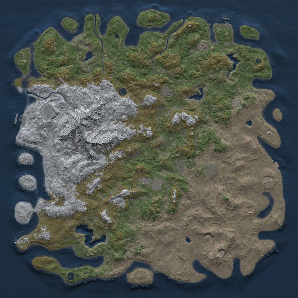 Rust Map: Procedural Map, Size: 6000, Seed: 420966066, 17 Monuments