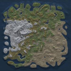 Thumbnail Rust Map: Procedural Map, Size: 6000, Seed: 420966066, 17 Monuments