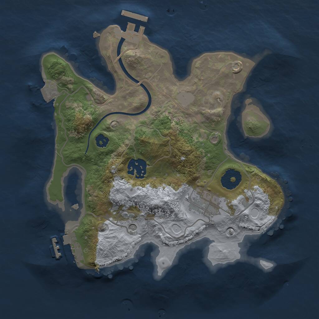 Rust Map: Procedural Map, Size: 2400, Seed: 1411891441, 6 Monuments