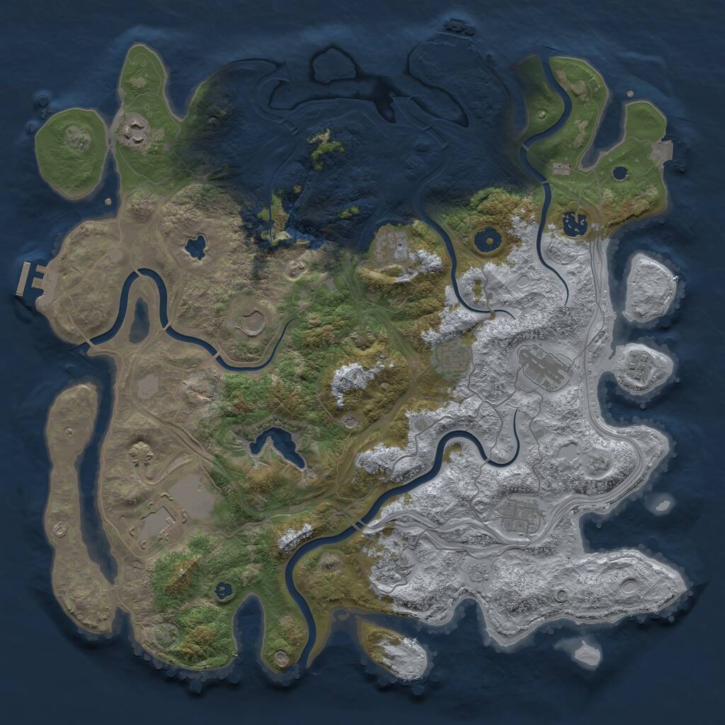 Rust Map: Procedural Map, Size: 4250, Seed: 495492981, 16 Monuments