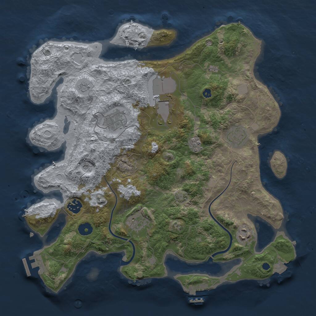Rust Map: Procedural Map, Size: 3500, Seed: 1910889738, 13 Monuments