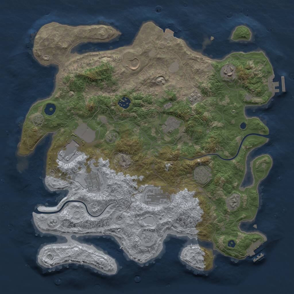 Rust Map: Procedural Map, Size: 3800, Seed: 5745574, 15 Monuments