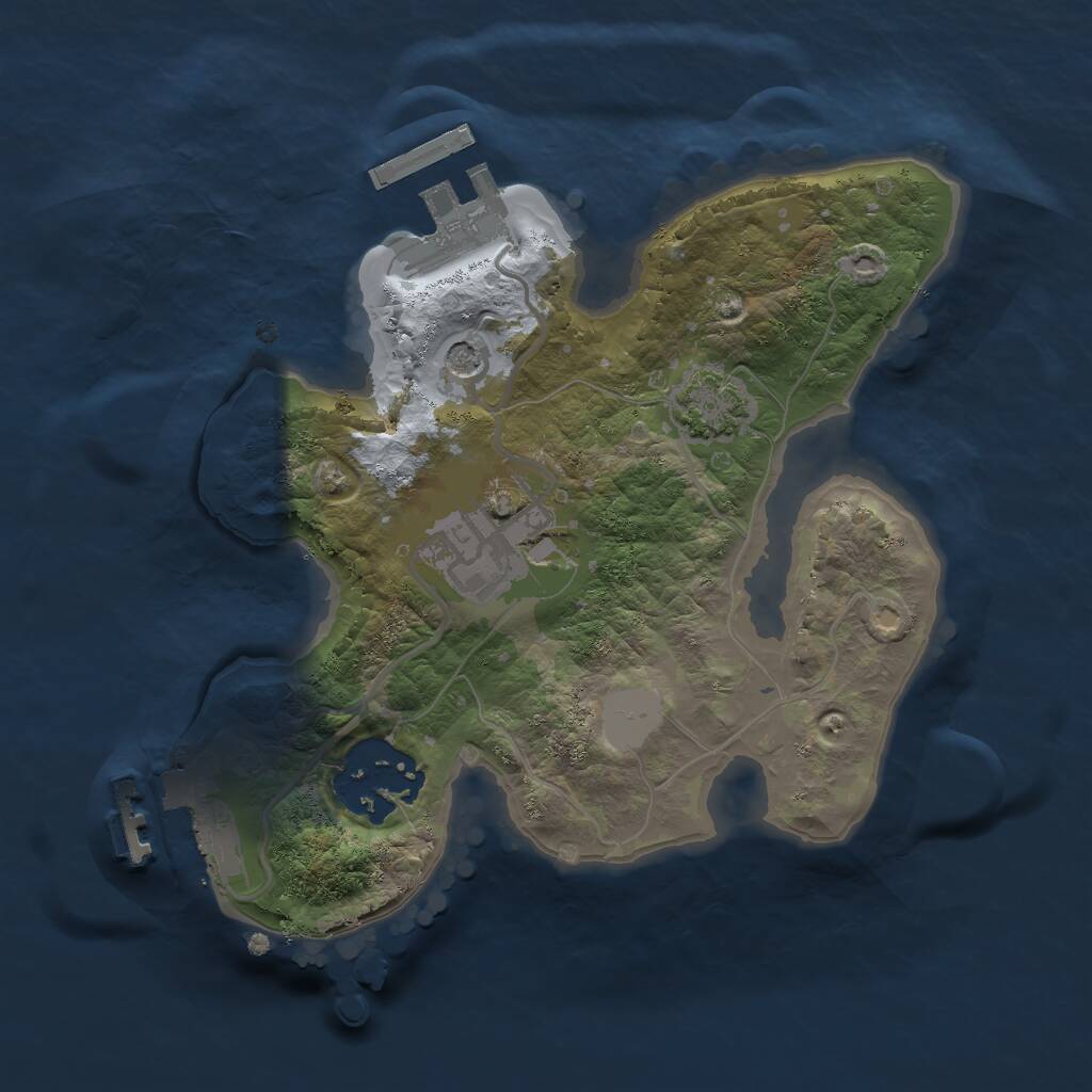 Rust Map: Procedural Map, Size: 2000, Seed: 1466470345, 7 Monuments