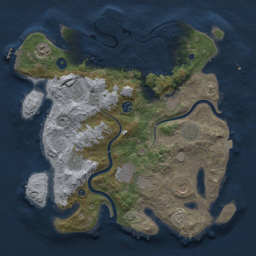 Rust Map: Procedural Map, Size: 3500, Seed: 1290040900, 15 Monuments