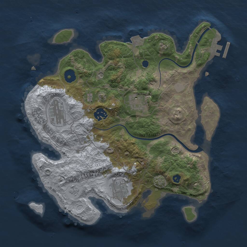 Rust Map: Procedural Map, Size: 3000, Seed: 985842258, 9 Monuments