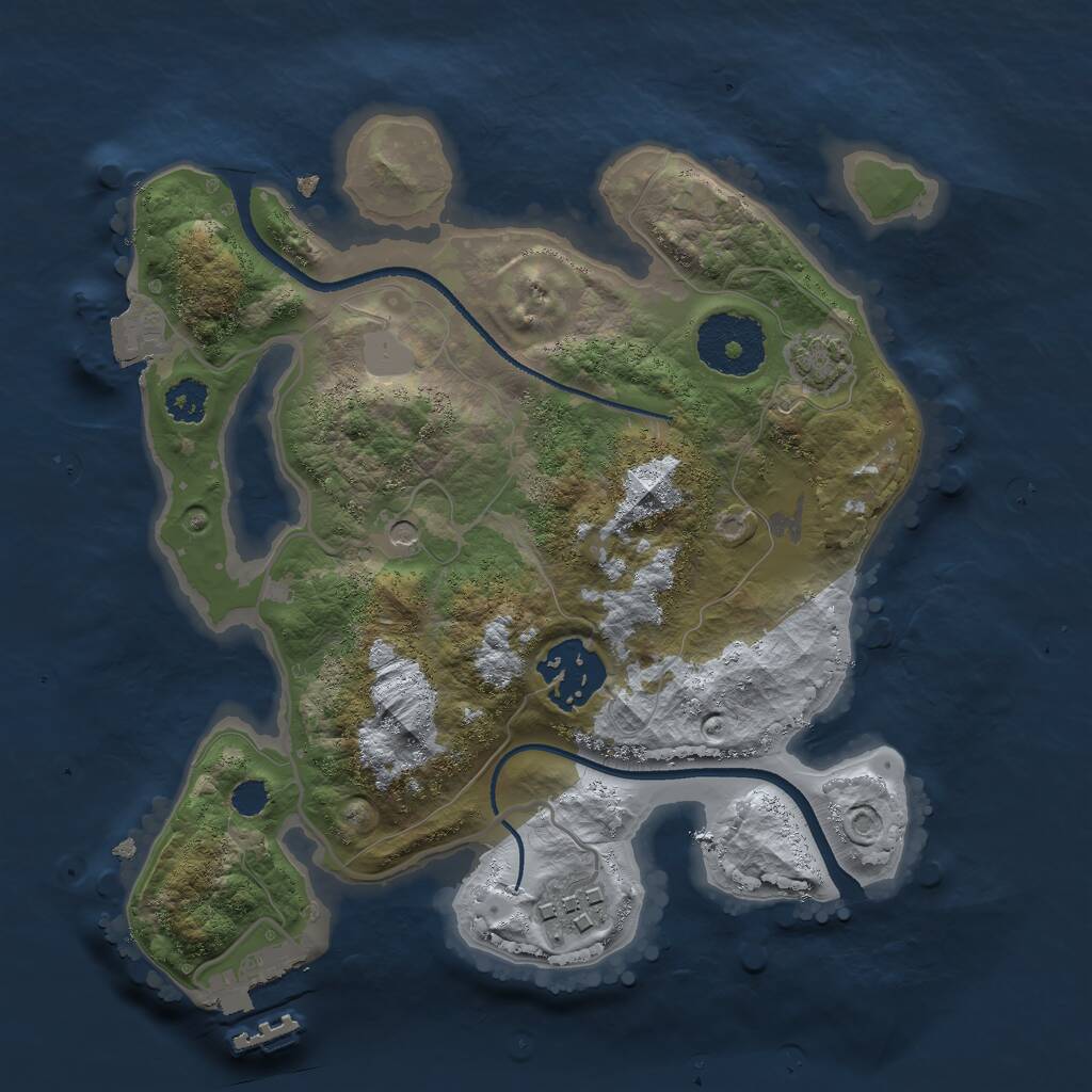 Rust Map: Procedural Map, Size: 2500, Seed: 1843082218, 6 Monuments