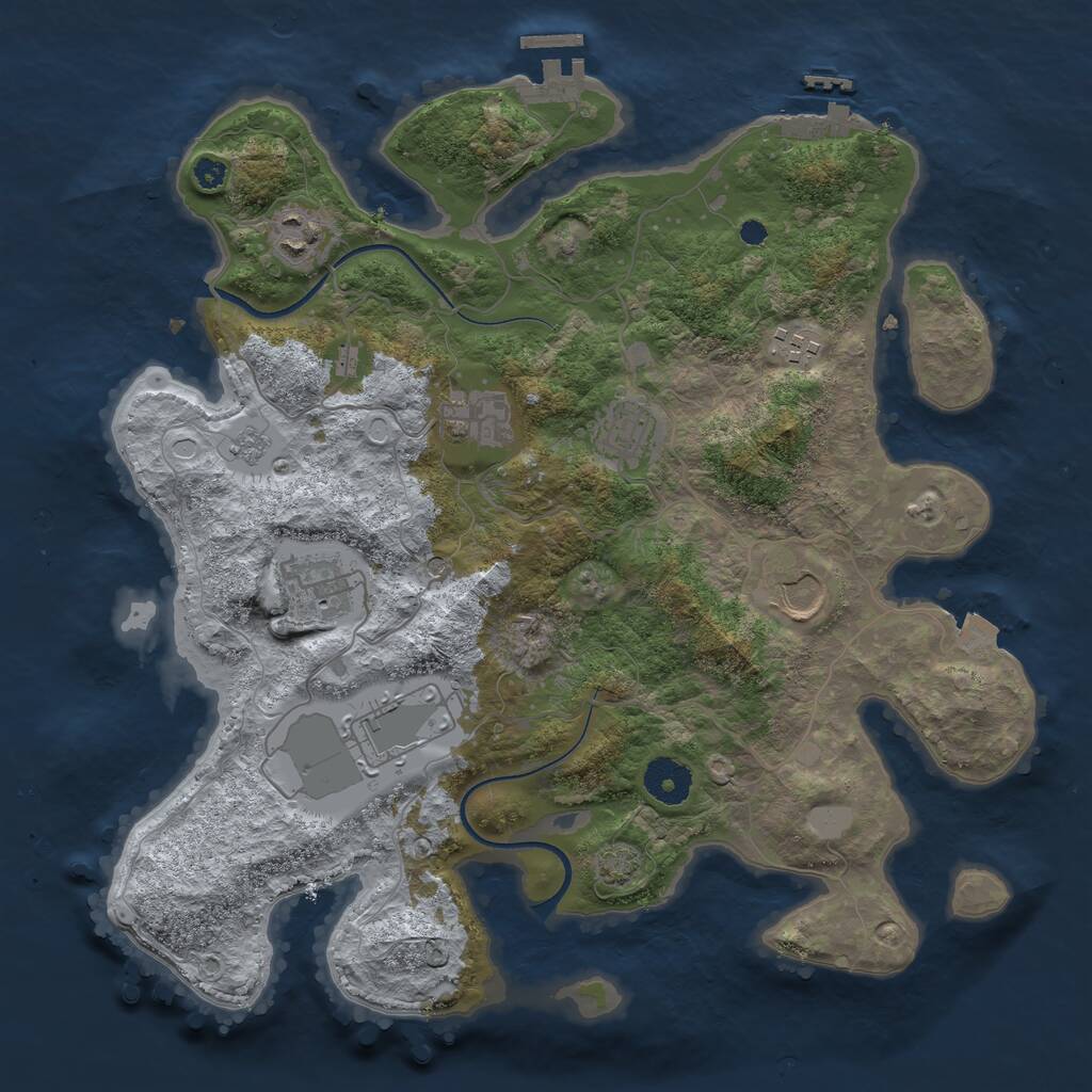 Rust Map: Procedural Map, Size: 3500, Seed: 1318841377, 13 Monuments