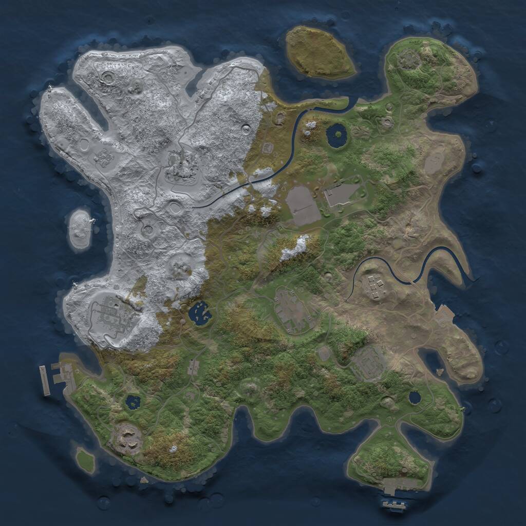 Rust Map: Procedural Map, Size: 3500, Seed: 2048293394, 14 Monuments