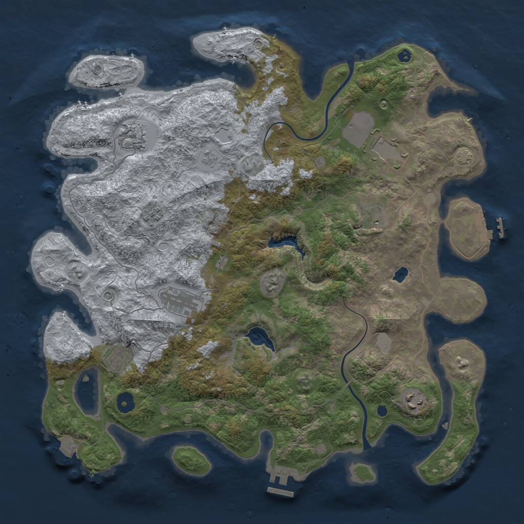 Rust Map: Procedural Map, Size: 4000, Seed: 53525, 13 Monuments