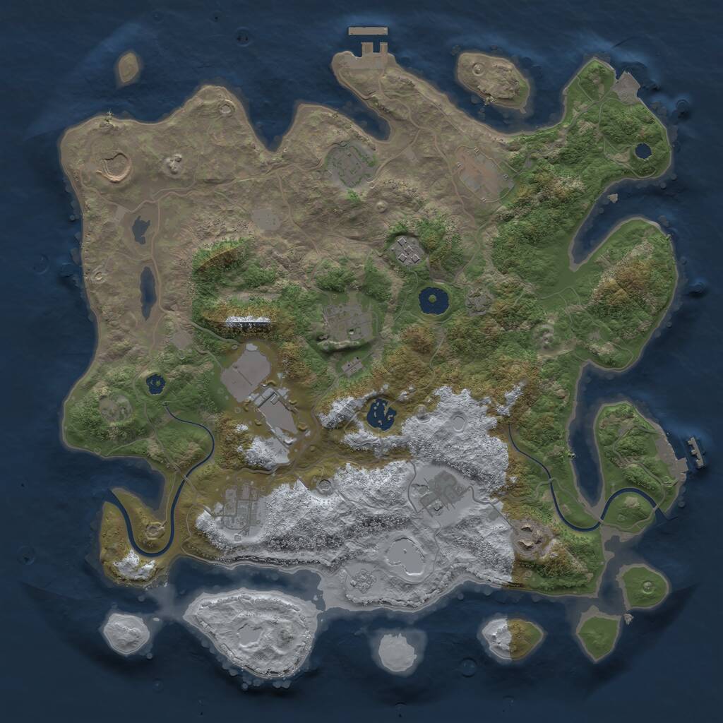 Rust Map: Procedural Map, Size: 3750, Seed: 547688254, 16 Monuments