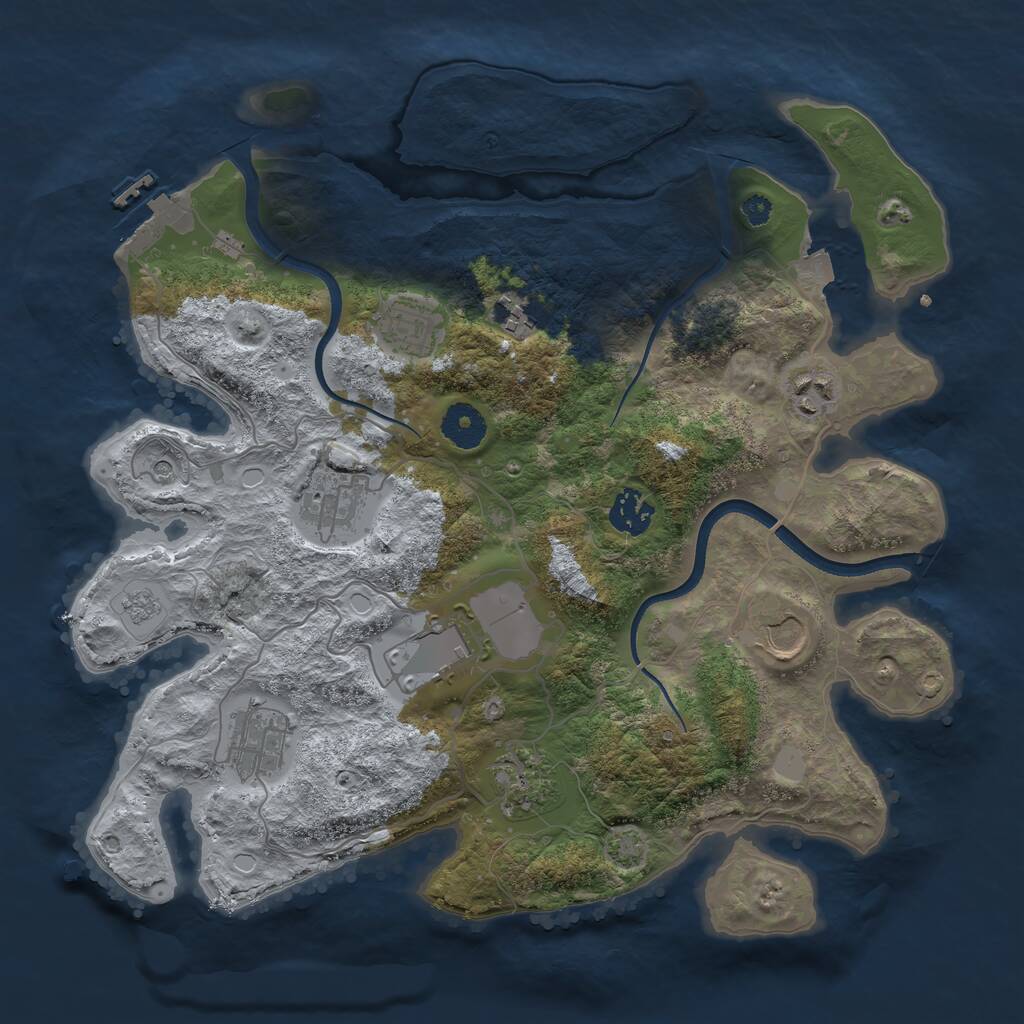 Rust Map: Procedural Map, Size: 3500, Seed: 457345, 14 Monuments