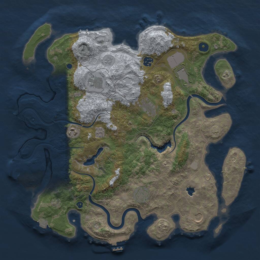Rust Map: Procedural Map, Size: 4000, Seed: 1329865020, 14 Monuments