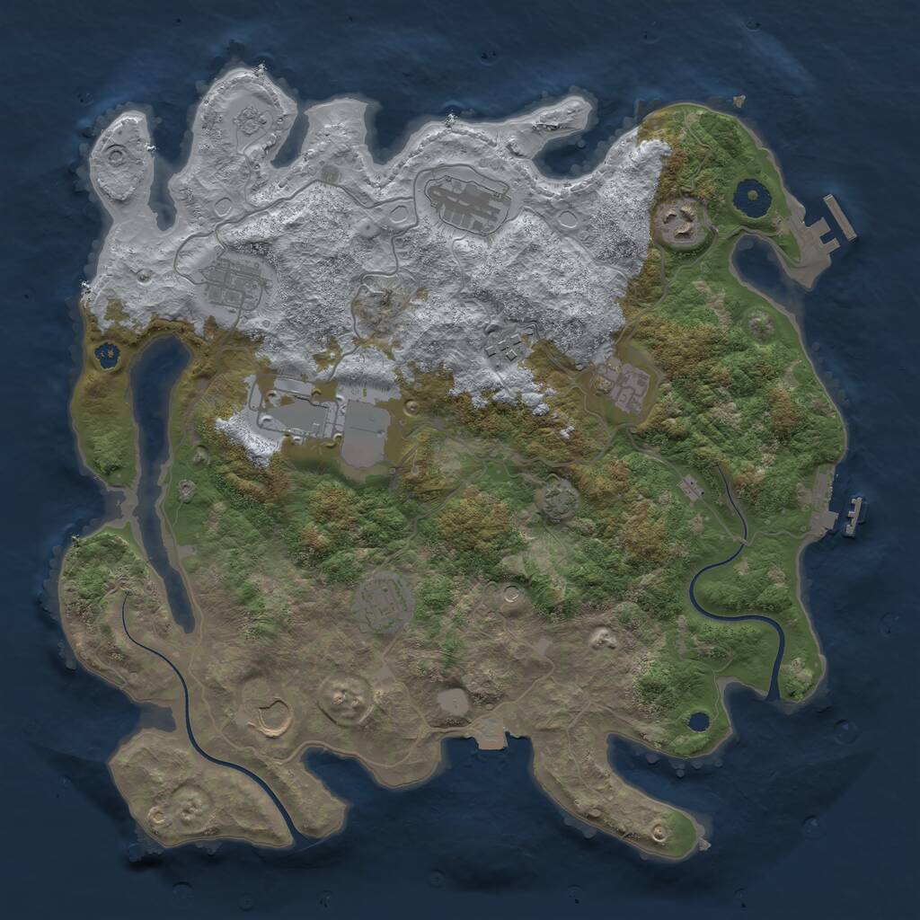 Rust Map: Procedural Map, Size: 3700, Seed: 1285755991, 14 Monuments
