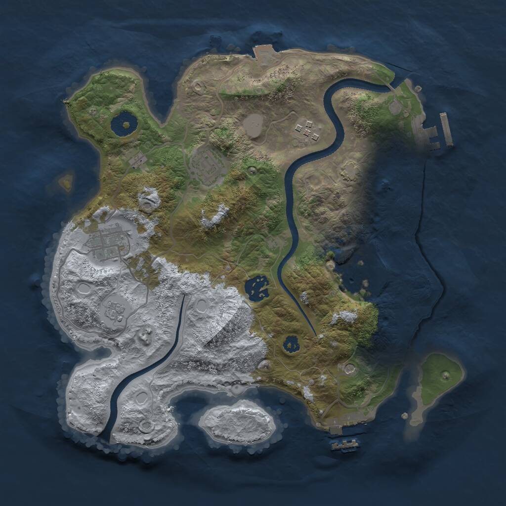 Rust Map: Procedural Map, Size: 3000, Seed: 1854610280, 11 Monuments