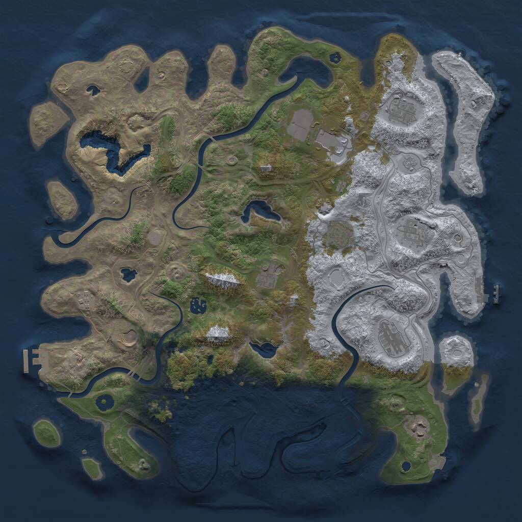 Rust Map: Procedural Map, Size: 4500, Seed: 2126904992, 16 Monuments