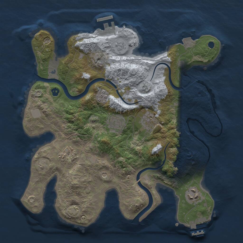 Rust Map: Procedural Map, Size: 3000, Seed: 6844, 11 Monuments