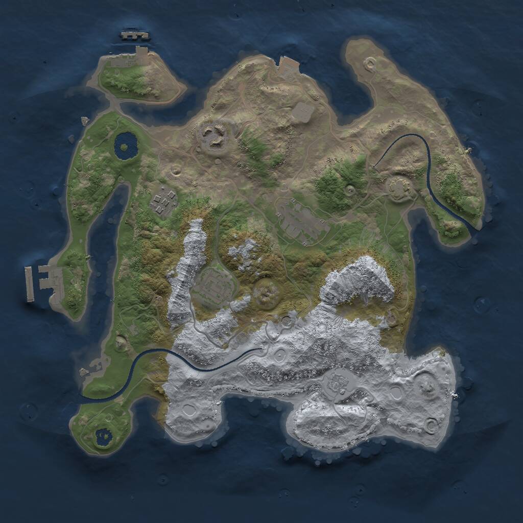 Rust Map: Procedural Map, Size: 3000, Seed: 744006793, 10 Monuments