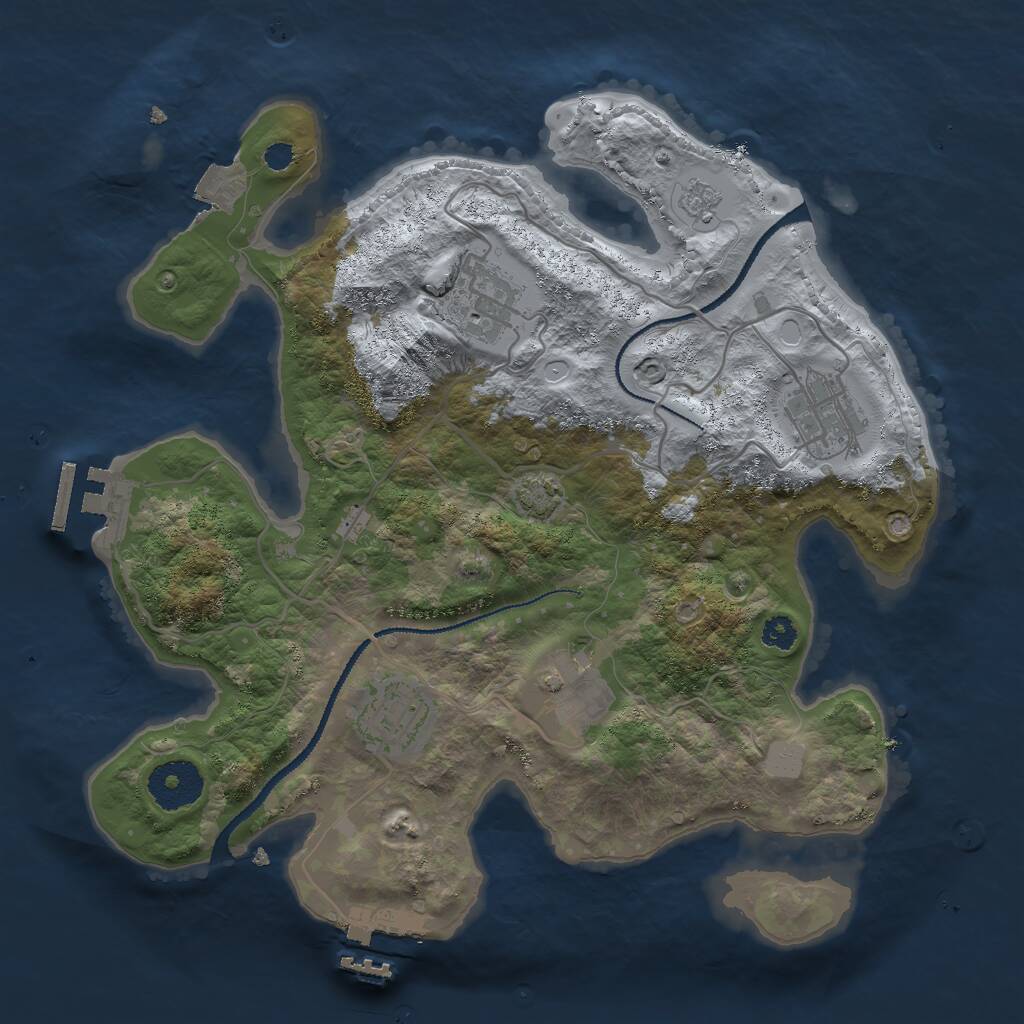 Rust Map: Procedural Map, Size: 3000, Seed: 918635224, 9 Monuments