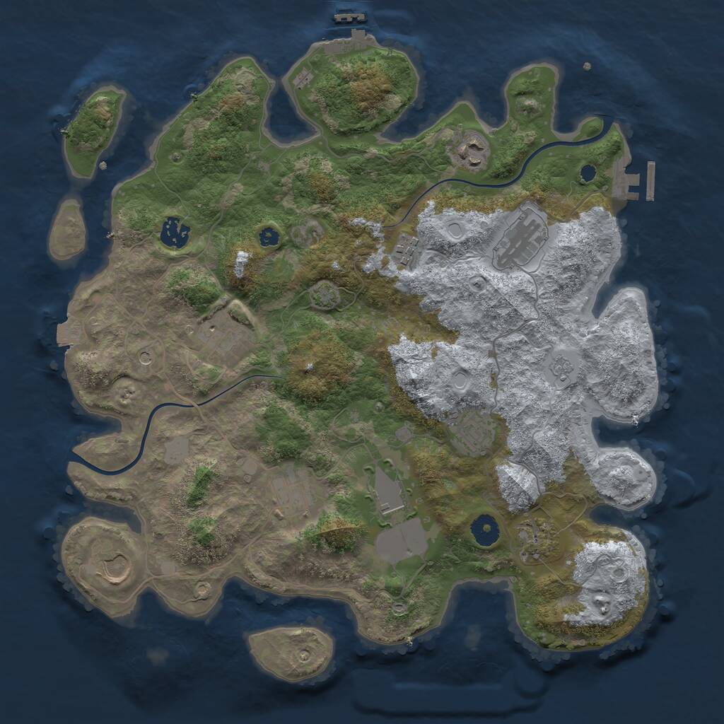 Rust Map: Procedural Map, Size: 3700, Seed: 1676973149, 16 Monuments
