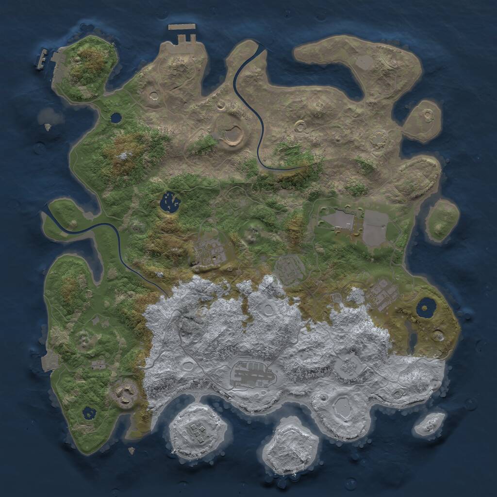 Rust Map: Procedural Map, Size: 3700, Seed: 1136472207, 15 Monuments
