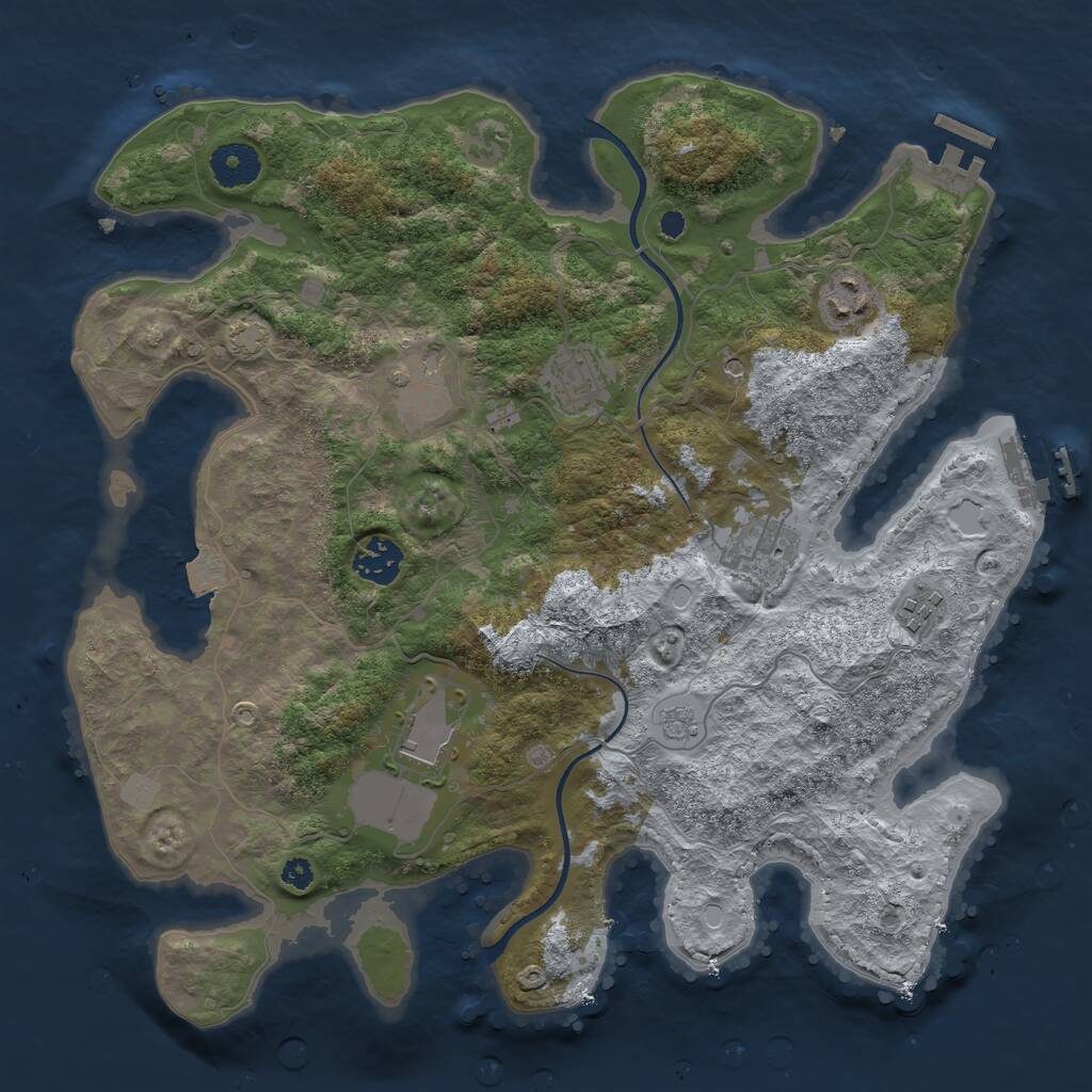 Rust Map: Procedural Map, Size: 3500, Seed: 266393060, 13 Monuments
