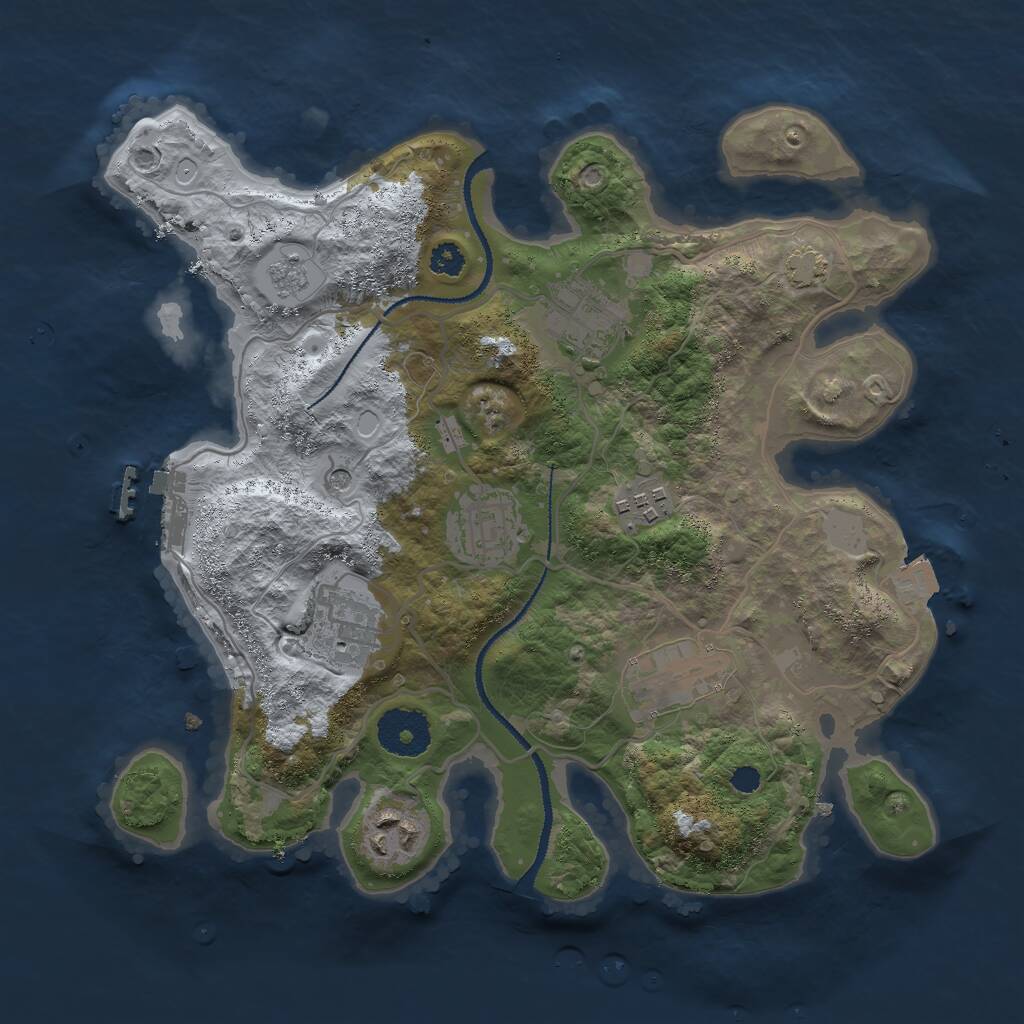 Rust Map: Procedural Map, Size: 3000, Seed: 989604772, 11 Monuments