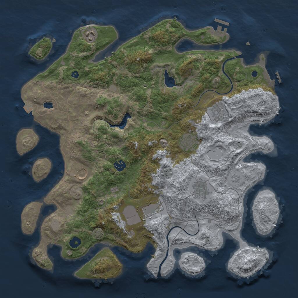 Rust Map: Procedural Map, Size: 4000, Seed: 6397, 14 Monuments
