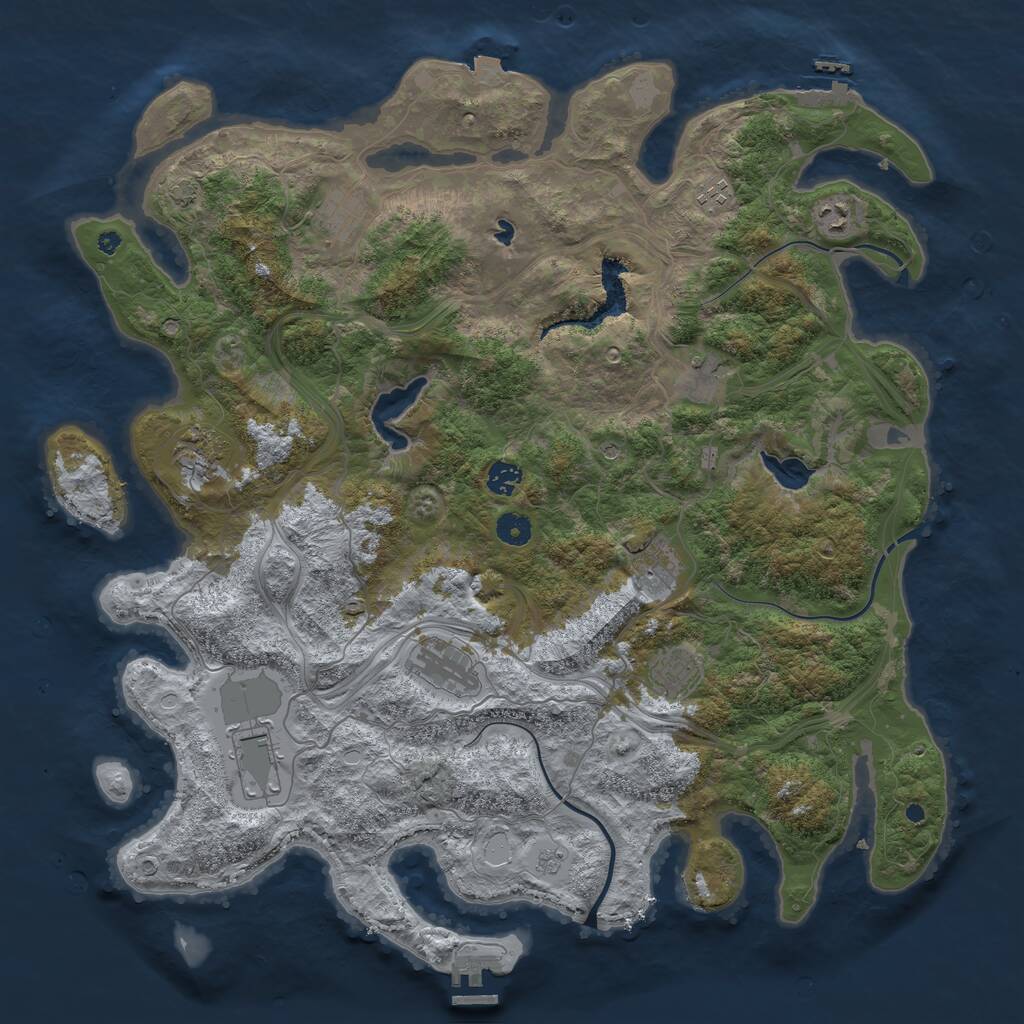 Rust Map: Procedural Map, Size: 4500, Seed: 1392861351, 16 Monuments