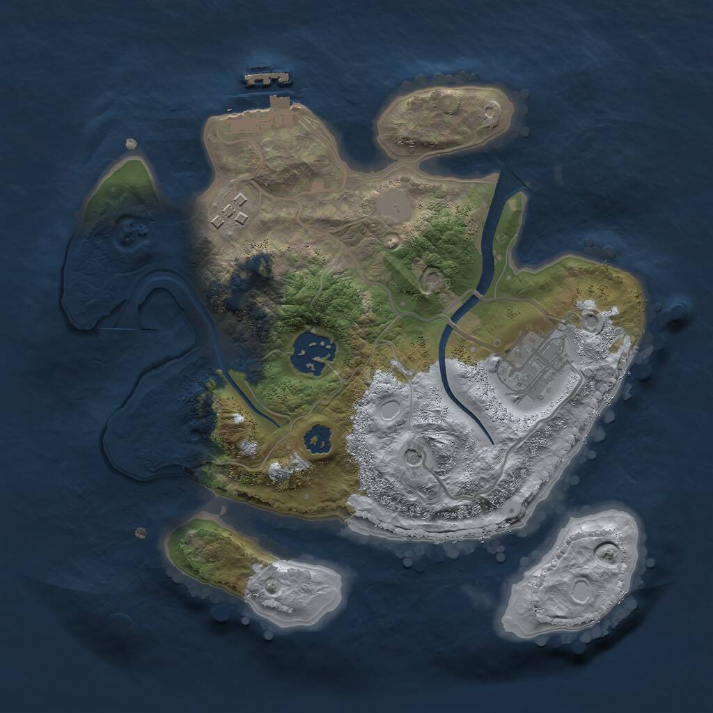 Rust Map: Procedural Map, Size: 2500, Seed: 1302374985, 6 Monuments