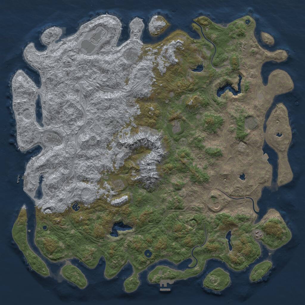 Rust Map: Procedural Map, Size: 6000, Seed: 136, 17 Monuments