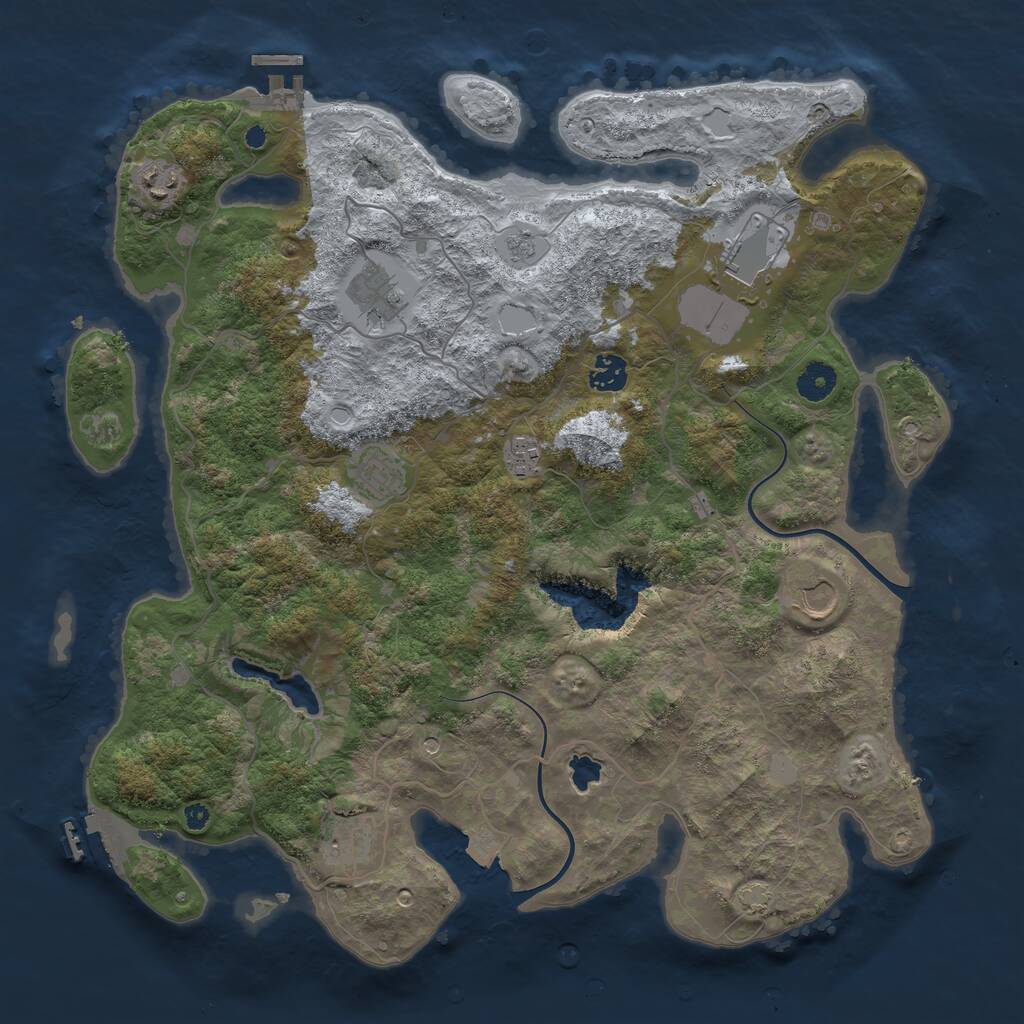 Rust Map: Procedural Map, Size: 4000, Seed: 38145384, 14 Monuments