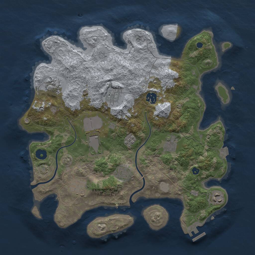 Rust Map: Procedural Map, Size: 3500, Seed: 1461000713, 14 Monuments