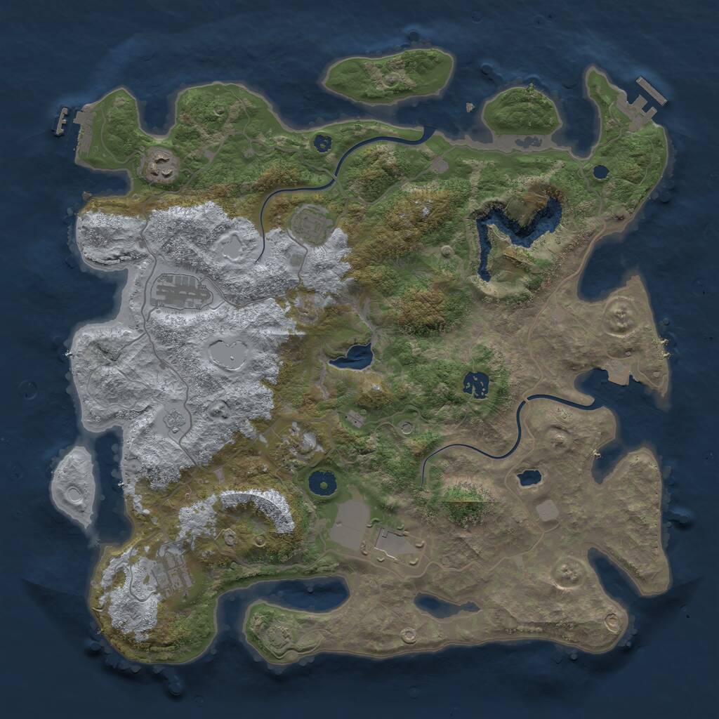 Rust Map: Procedural Map, Size: 4000, Seed: 53224, 13 Monuments