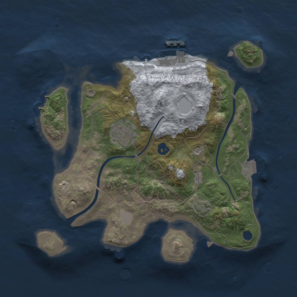 Rust Map: Procedural Map, Size: 2500, Seed: 1867644325, 5 Monuments