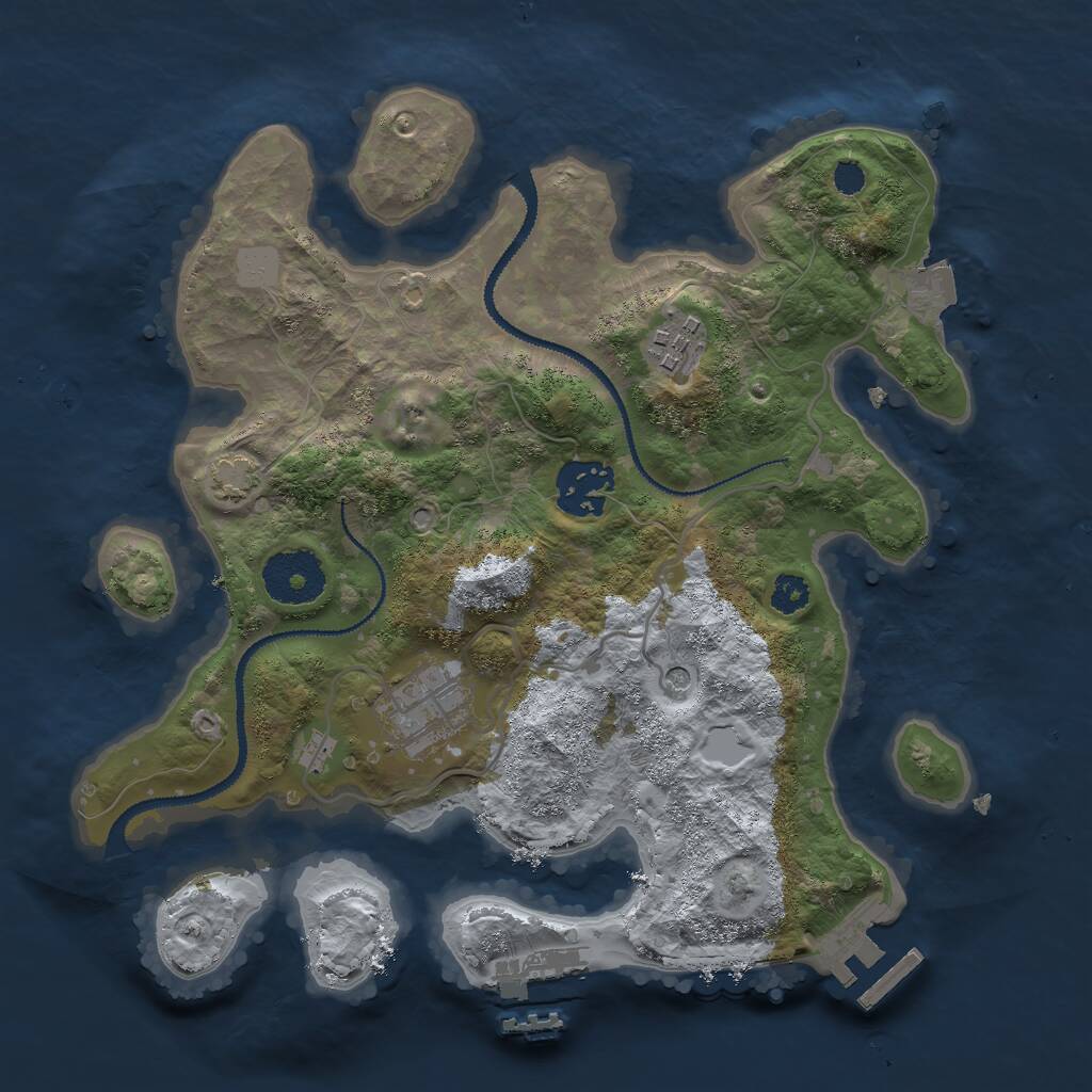 Rust Map: Procedural Map, Size: 2800, Seed: 2040529042, 8 Monuments