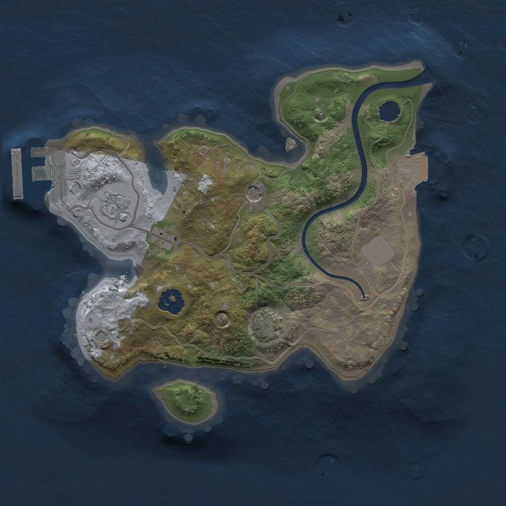 Rust Map: Procedural Map, Size: 2000, Seed: 12354, 5 Monuments