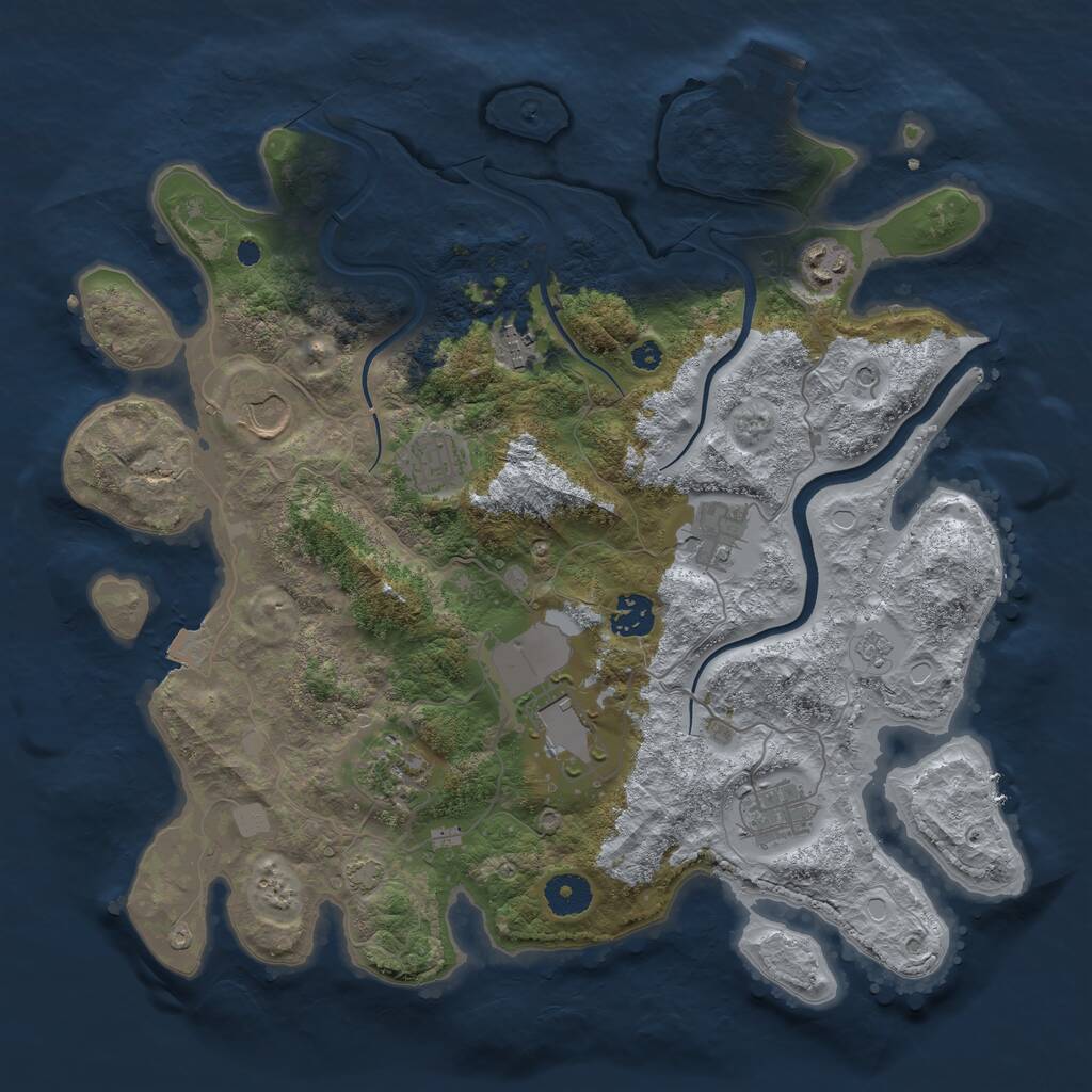 Rust Map: Procedural Map, Size: 3700, Seed: 1210513590, 14 Monuments
