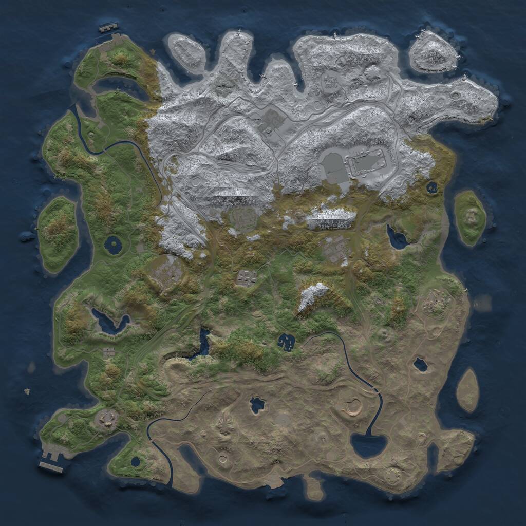 Rust Map: Procedural Map, Size: 4500, Seed: 1486002077, 16 Monuments