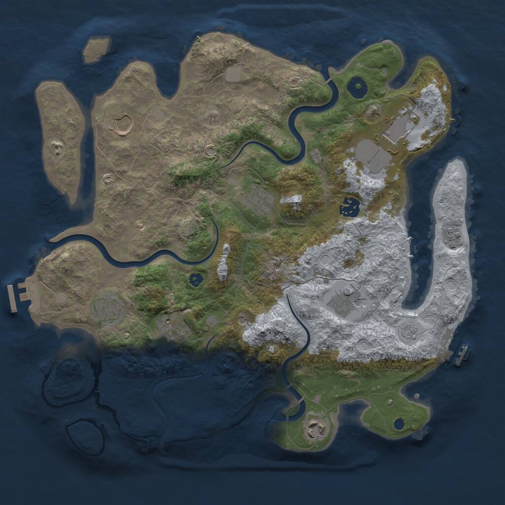 Rust Map: Procedural Map, Size: 3700, Seed: 163288668, 15 Monuments