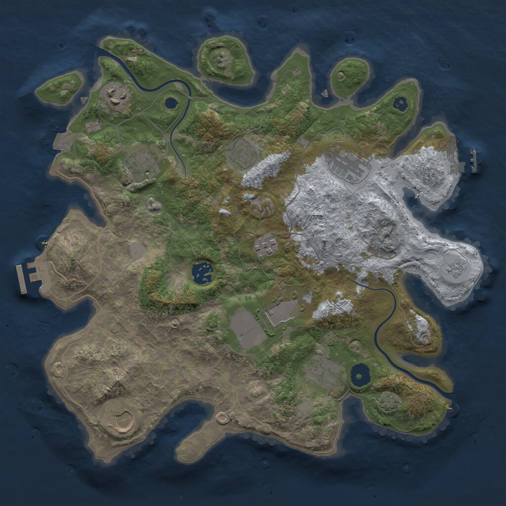 Rust Map: Procedural Map, Size: 3500, Seed: 1176113065, 14 Monuments