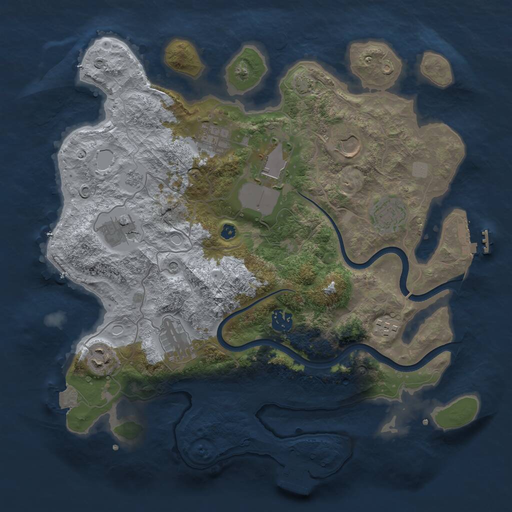 Rust Map: Procedural Map, Size: 3500, Seed: 633489, 15 Monuments