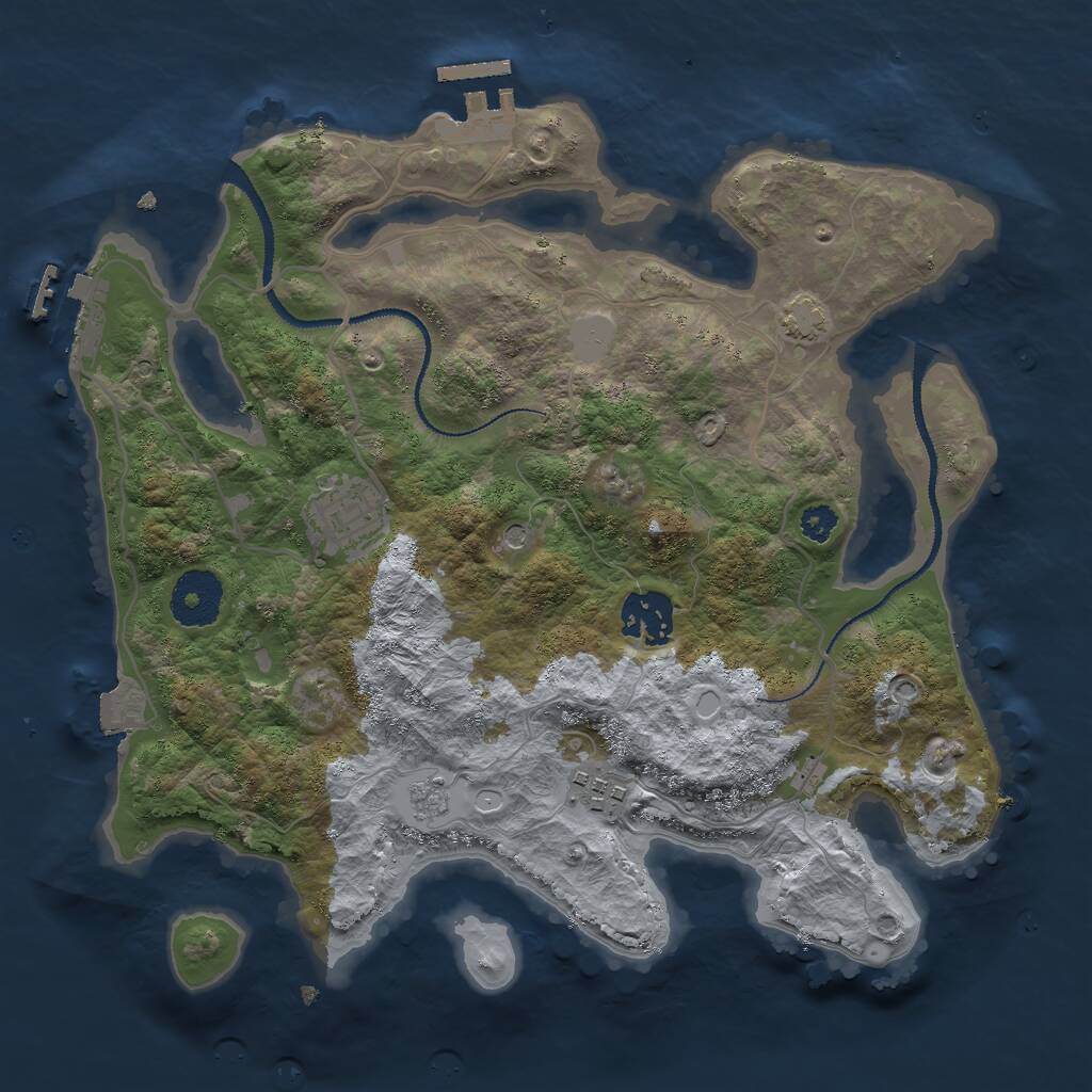 Rust Map: Procedural Map, Size: 3000, Seed: 20933, 9 Monuments