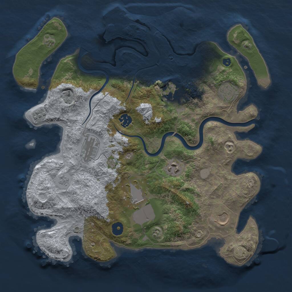 Rust Map: Procedural Map, Size: 3500, Seed: 83752, 13 Monuments