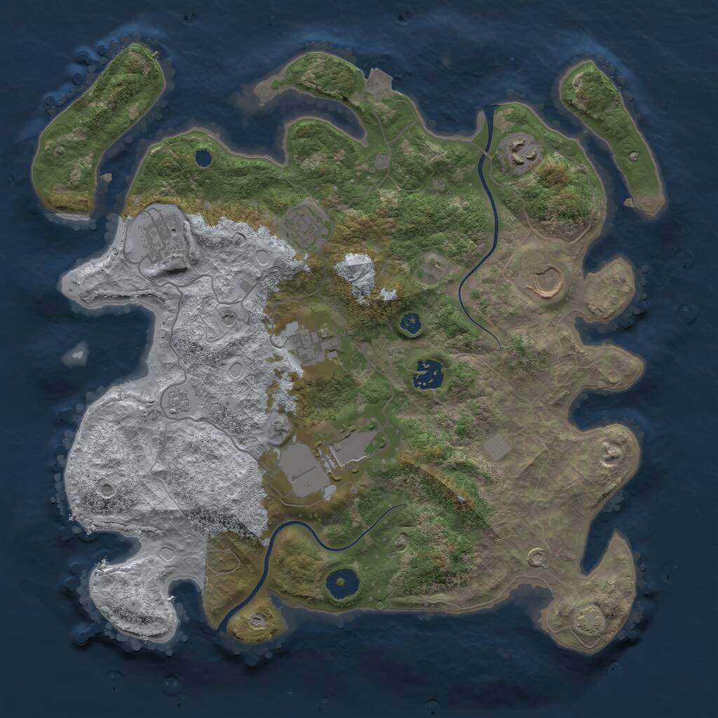 Rust Map: Procedural Map, Size: 3500, Seed: 83752, 11 Monuments