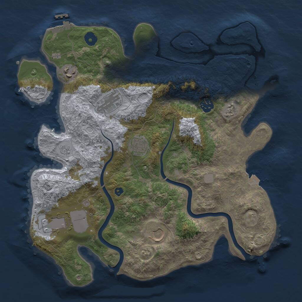 Rust Map: Procedural Map, Size: 3500, Seed: 3240, 10 Monuments
