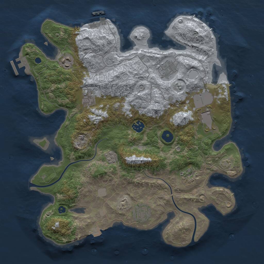 Rust Map: Procedural Map, Size: 3500, Seed: 643676344, 14 Monuments