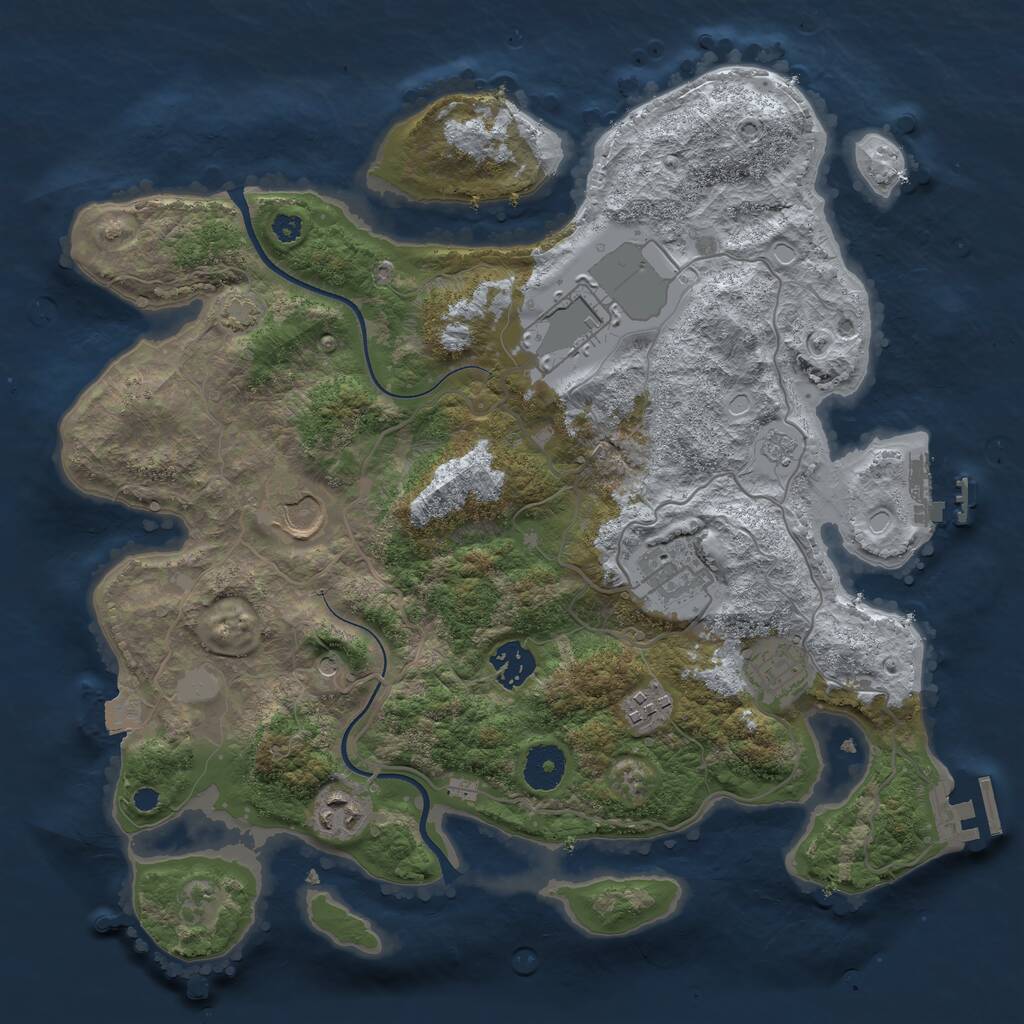 Rust Map: Procedural Map, Size: 3500, Seed: 648726544, 13 Monuments