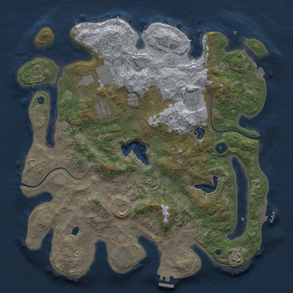 Rust Map: Procedural Map, Size: 4000, Seed: 6844, 14 Monuments