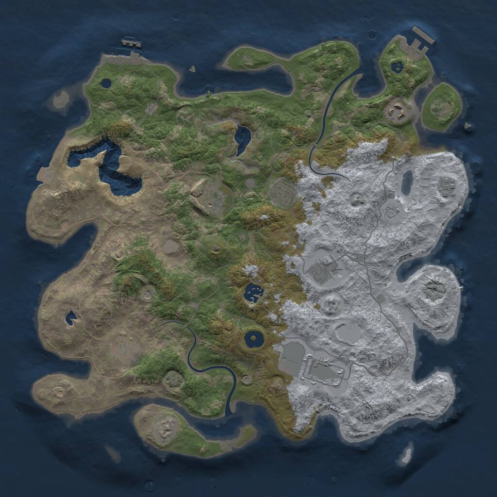 Rust Map: Procedural Map, Size: 4000, Seed: 744470371, 14 Monuments